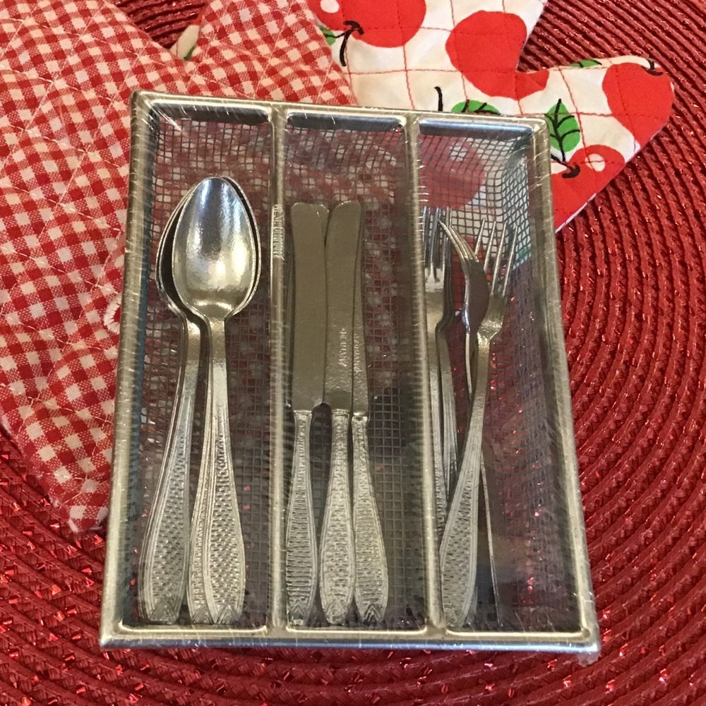 German metal toy flatware. Vintage NWOT